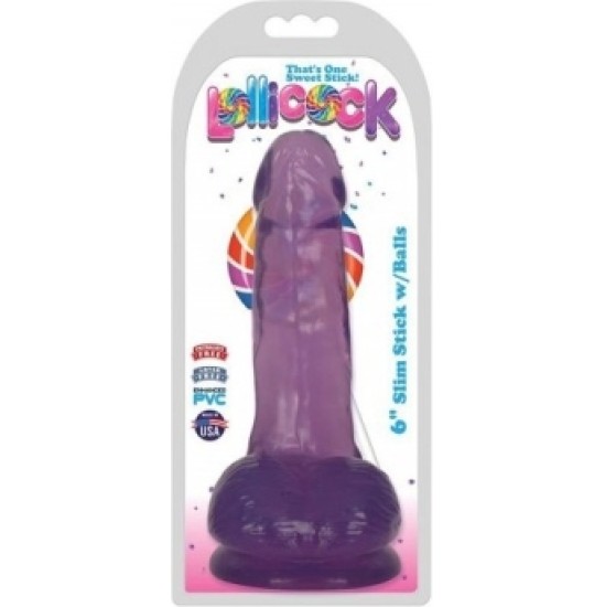 Xr - Lollicock DILDO AR sēkliniekiem SLIM STICK VĪNOGU 1524 CM"