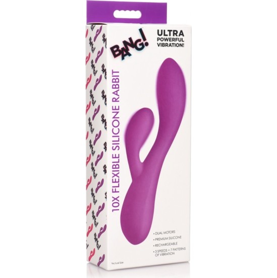 Xr - Bang! RECHARGEABLE RABBIT FLEXIBLE SILICONE VIBRATOR PURPLE