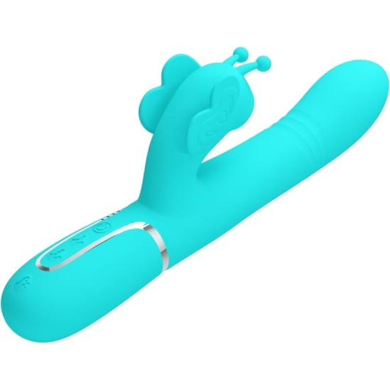 Pretty Love Flirtation PRETTY LOVE - MULTIFUNCTION RABBIT VIBRATOR 4 IN 1 BUTTERFLY AQUA GREEN