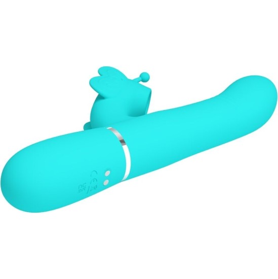 Pretty Love Flirtation PRETTY LOVE - MULTIFUNCTION RABBIT VIBRATOR 4 IN 1 BUTTERFLY AQUA GREEN