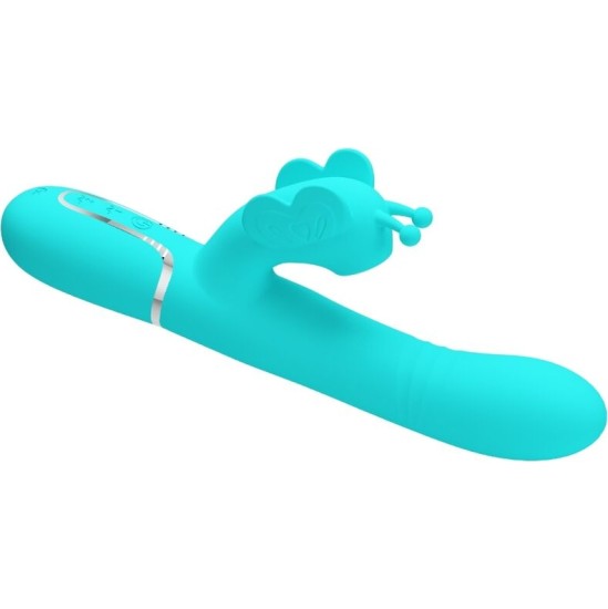 Pretty Love Flirtation PRETTY LOVE - MULTIFUNCTION RABBIT VIBRATOR 4 IN 1 BUTTERFLY AQUA GREEN