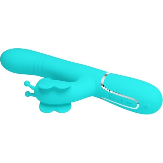 Pretty Love Flirtation PRETTY LOVE — DAUDZFUNKCIJAS RABIT VIBRATORS 4 IN 1 BUTTERFLY AQUA GREEN