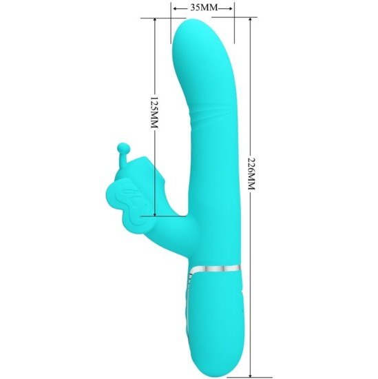 Pretty Love Flirtation PRETTY LOVE - MULTIFUNCTION RABBIT VIBRATOR 4 IN 1 BUTTERFLY AQUA GREEN