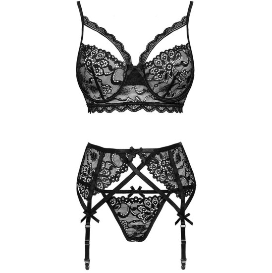 Livco Corsetti Sets LIVCO CORSETTI FASHION — MORIDAM LC 90552 BRA + PRIEKŠVIETES SIKSTA + BIKŠĶIS NEGRO