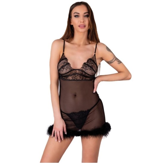 Livco Corsetti Sets LIVCO CORSETTI FASHION – ZERUNAM RINKINYS BABYDOLL + JUODAS DIRŽELĖS