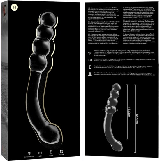 Nebula Series By Ibiza MODELIS 14 DILDO BOROSILIKĀTS STIKLS 18,5 X 3 CM DZIDRS