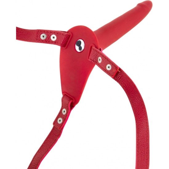 Fetish Tentation STRAP-ON RED SILICONE HARNESS USB VIBRATOR 155 CM