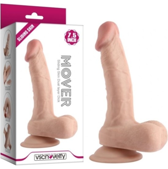 Vscnovelty REĀLISTS PENIS BĪDĒJOŠS DUBULTĀ BLĪVUMA MĪSTA 19 CM