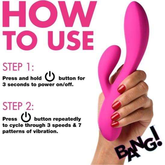 Xr - Bang! PINK RECHARGEABLE RABBIT FLEXIBLE SILICONE VIBRATOR