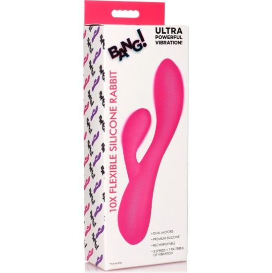 Xr - Bang! ROZĀ UZLĀDĒJAMS RABIT FLEXIBLE SILIKONA VIBRATORS