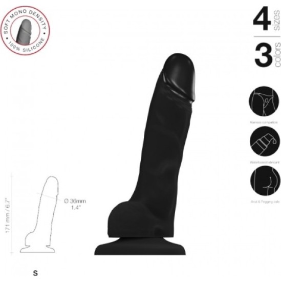 Strap-On-Me MINKŠTAS SILIKONIS REALISTINIS PENIS BLACK S