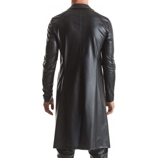 Demoniq SERGIO BLACK WETLOOK TRENCH COAT XL