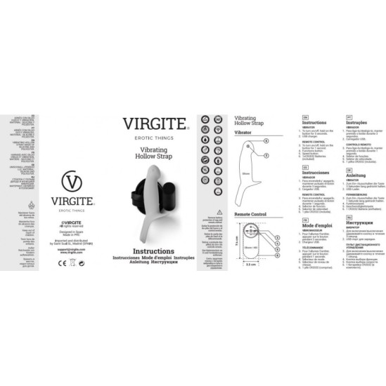 Virgite - Hollow Straps Tuščiaviduriai DIRŽAI SU VIBRACIJA H3 DYDIS S JUODA