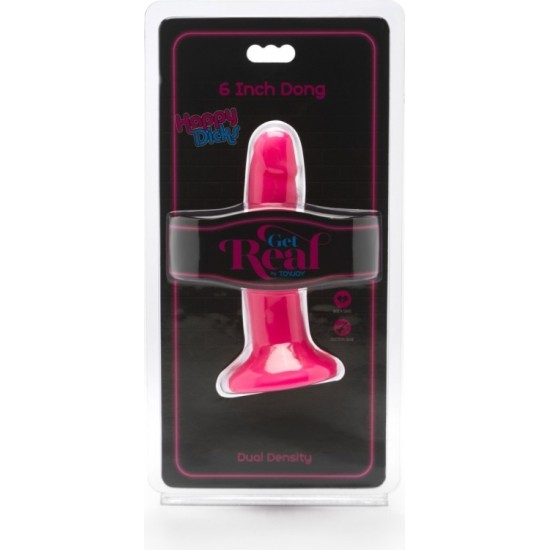 Get Real By Toyjoy DUAL DENSITY PENIS WITH PINK SUCTION CUP 15 CM