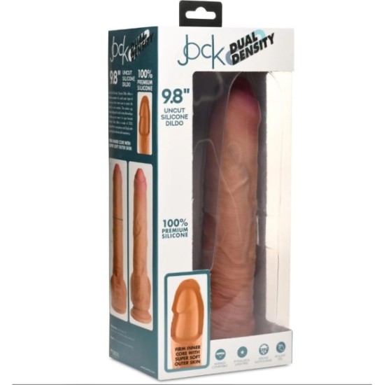 Xr - Jock DILDO PENIS AR sēkliniekiem DUBULTA BLĪVUMA NEGROZĪTA MĪKSTUMA 25 CM