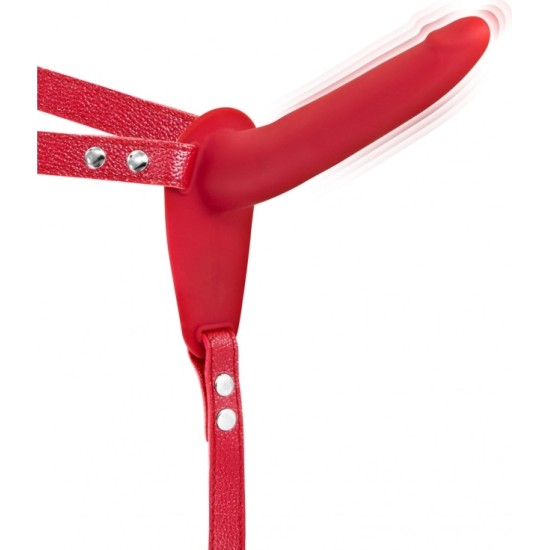 Fetish Tentation STRAP-ON RED SILICONE HARNESS USB VIBRATOR 155 CM