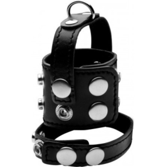 Xr - Strict RING WITH BLACK TESTICLES HARNESS