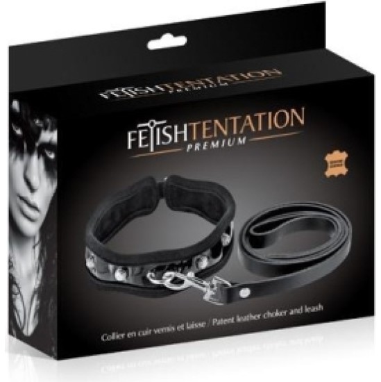 Fetish Tentation PREMIUM BLACK COLLAR WITH STRAP