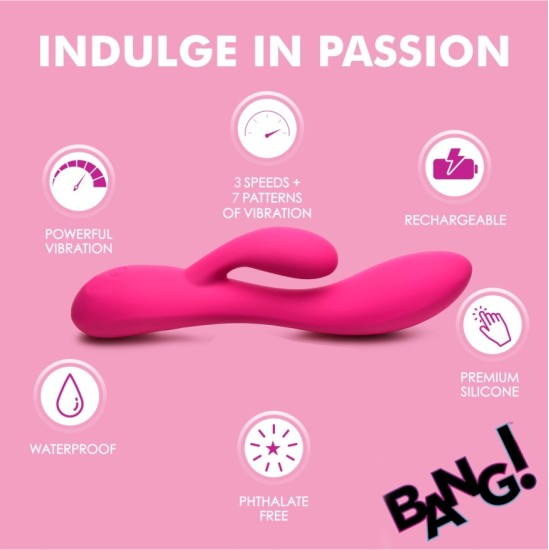 Xr - Bang! ROZĀ UZLĀDĒJAMS RABIT FLEXIBLE SILIKONA VIBRATORS