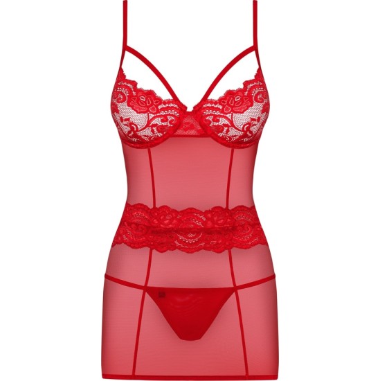 Obsessive 829-CHE CHEMISE AND THONG RED - 44 XXL