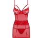 Obsessive 829-CHE CHEMISE AND THONG RED - 44 XXL