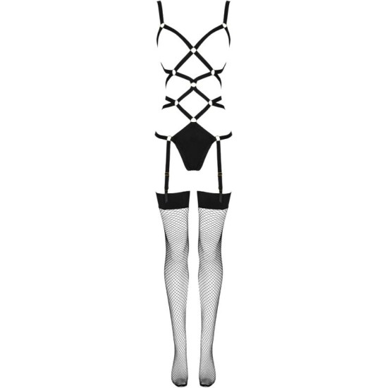 Livco Corsetti Sets LIVCO CORSETTI FASHION - THIARA LC 20213 SET BODY + STOCKINGS BLACK L/XL