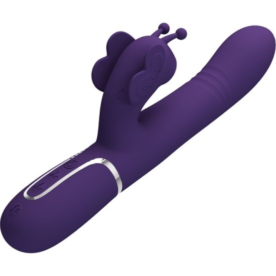 Pretty Love Flirtation PRETTY LOVE — DAUDZFUNKCIJAS ZAŠU VIBRATORS 4 IN 1 BUTTERFLY Purpurs