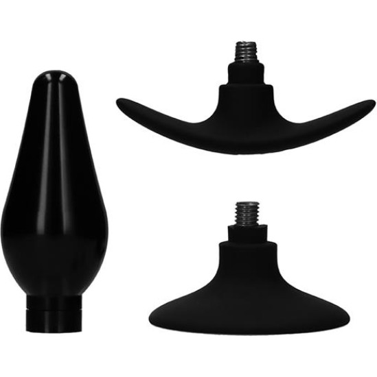 Ouch! Butt Plug Set Pointed Large Suction Cup Black