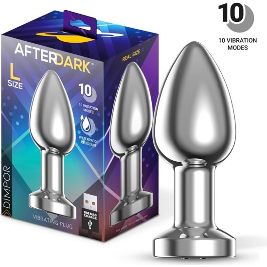 Afterdark Dimpor Chrome Anal Plug with Vibration and Magnetic USB Size L