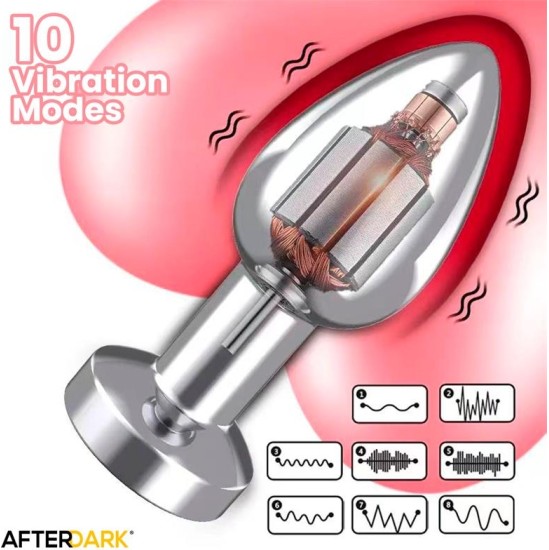 Afterdark Dimpor Chrome Anal Plug with Vibration and Magnetic USB Size L