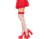 Leg Avenue Hosiery LEG AVENUE - MUSHROOM HIGH SOCKS RED/WHITE