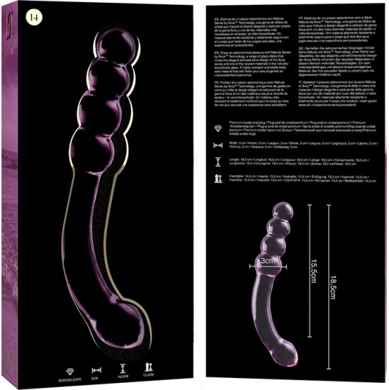 Nebula Series By Ibiza MODELIS 14 DILDO BOROSILIKĀTS STIKLS 18,5 X 3 CM ROZĀ