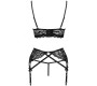 Livco Corsetti Sets LIVCO CORSETTI FASHION - MORIDAM LC 90552 BRA + GARTER BELT + PANTY NEGRO L/XL