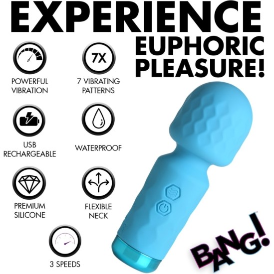 Xr - Bang! MINI RECHARGEABLE WAND MASSAGER BLUE SILICONE