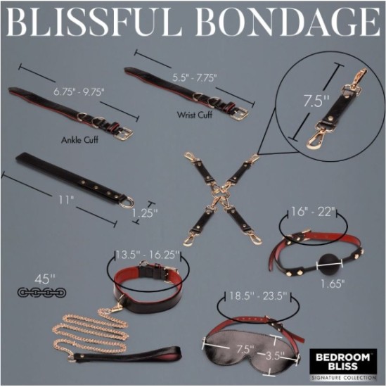 Xr - Bedroom Bliss LOVER'S DELUXE 8 DAĻU BONDAGE KOMPLEKTS