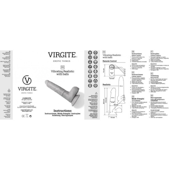 Virgite - Realistics REĀLISTS VIBRATORS R5" 21cm W/ TĀLVADĪBAS PULTS"