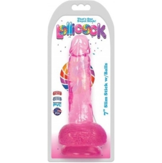 Xr - Lollicock DILDO AR sēkliniekiem SLIM STICK CHERRY 1778 CM"