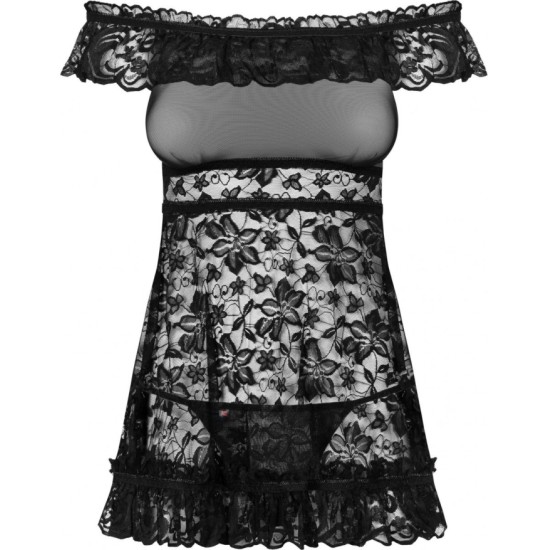 Obsessive FLORES CHEMISE & THONG BLACK S/M