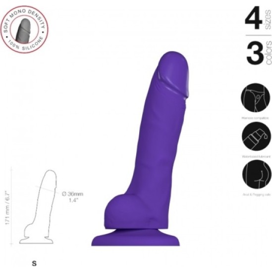 Strap-On-Me PURPULINĖS MINKŠTOS SILIKONINĖS REALISTIKOS PENIS S