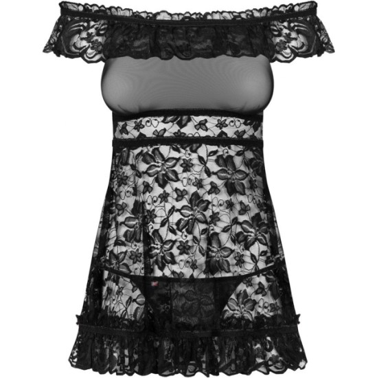 Obsessive FLORES CHEMISE & THONG BLACK S/M