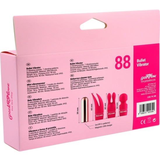 Pick&Love Nº 88 RECHARGEABLE BULLET WITH PINK SILICONE COVERS