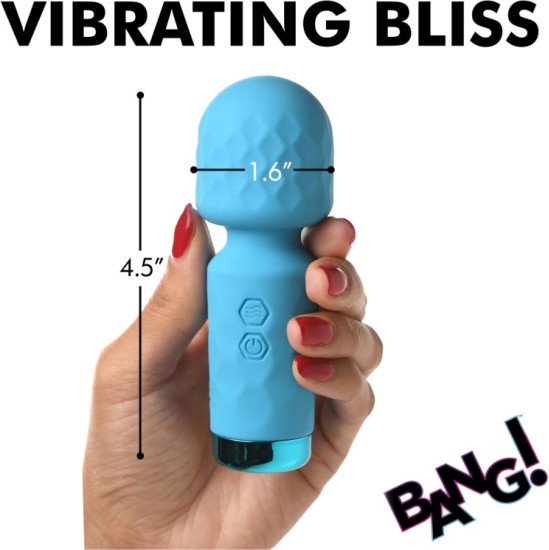 Xr - Bang! MINI TAASLAETAV WAND MASSAGER SININE SILIKOON