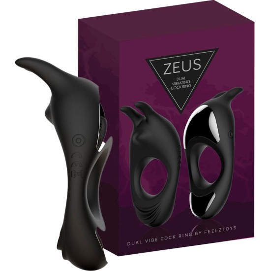 Feelztoys Zeuss vibrējošs dubultā dzimumlocekļa gredzens