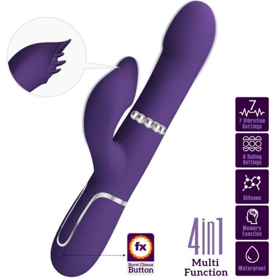 Pretty Love Flirtation PRETTY LOVE – ZALIN RABBIT VIBRATOR PEARLS 4 IN 1 PURPLE