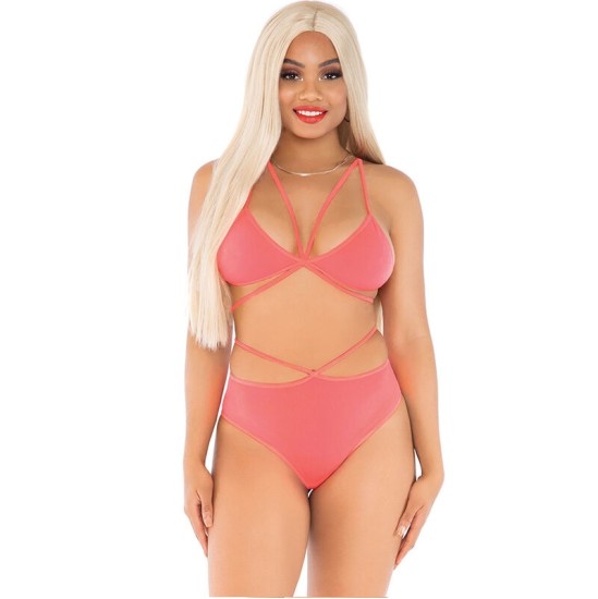 Leg Avenue Sets LEG AVENUE - TOP & PANTIES CORAL WITH STRAPS