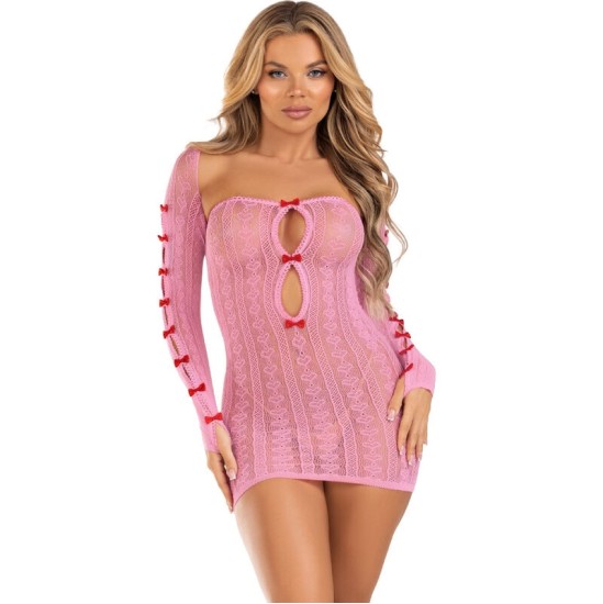 Leg Avenue Dresses LEG AVENUE — VIENA IZMĒRA KLIETA SIRDS UN BOWS PINK