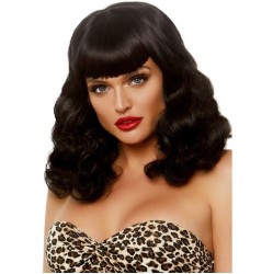 Leg Avenue Accessories LEG AVENUE - CURLY RETRO WIG WITH BANGS LUMINISCENT BLACK