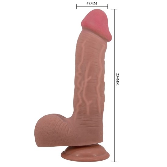Pretty Love High Grade PRETTY LOVE — BĪDĀMĀS ĀDAS SĒRIJA REĀLISTS DILDO AR BĪDĀMĀM ĀDAS SŪKCUSĒM BRŪNAS 23,4 CM