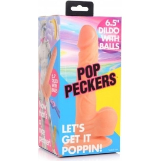 Xr - Pop Peckers REĀLISTS DILDO AR sēkliniekiem 16'5 CM MĪSTA