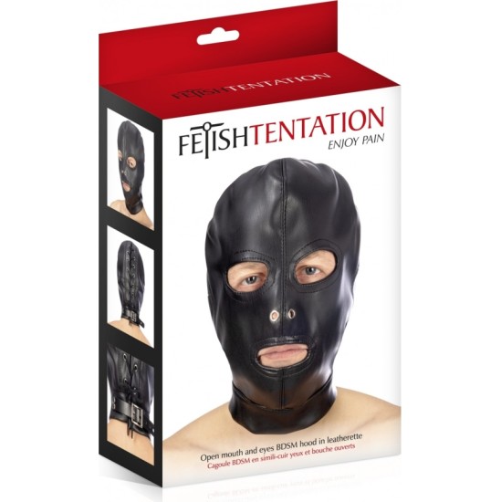 Fetish Tentation ADJUSTABLE BLACK HOOD WITH MOUTH AND EYE OPENING